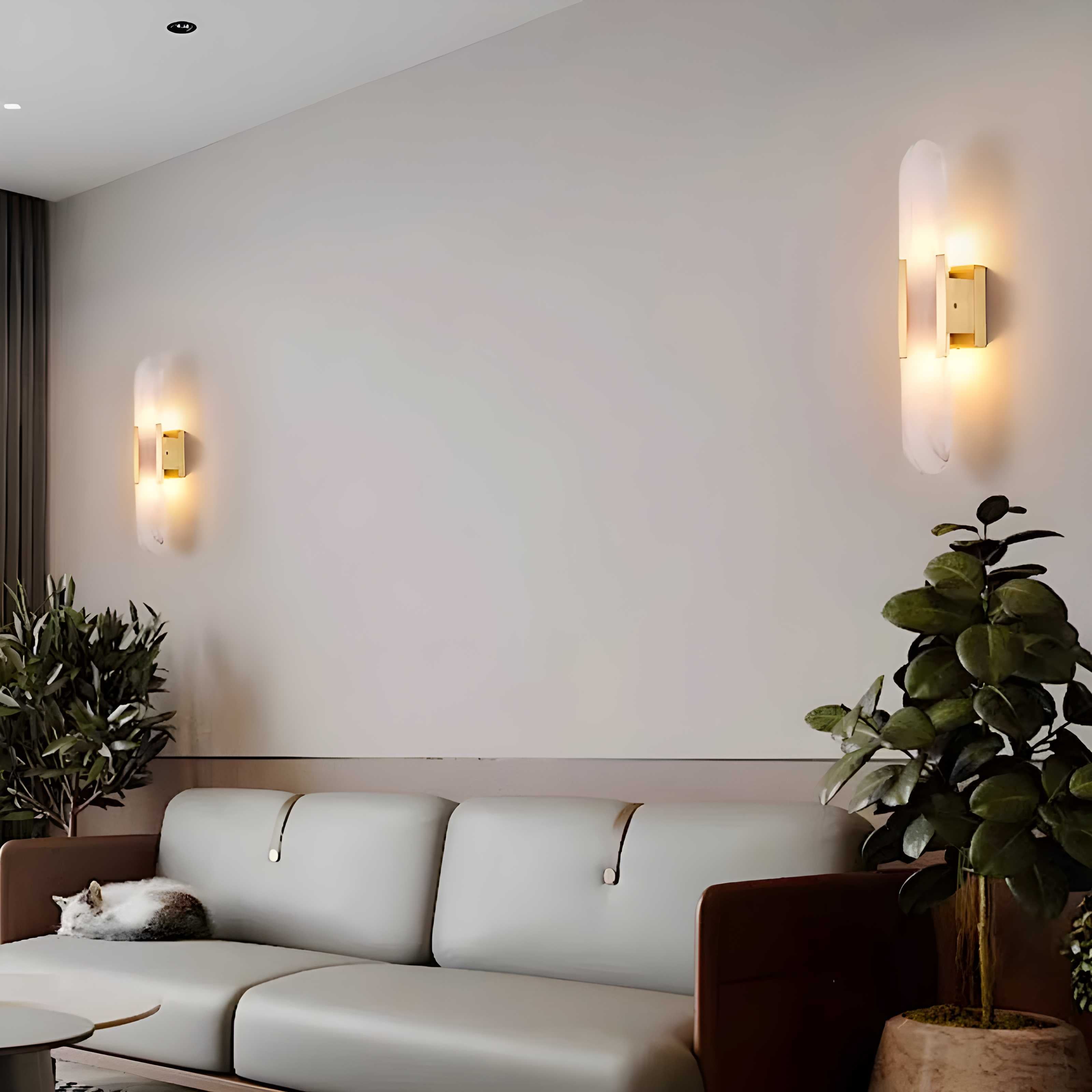 Marble Wall Sconce with Iron Frame LED Light