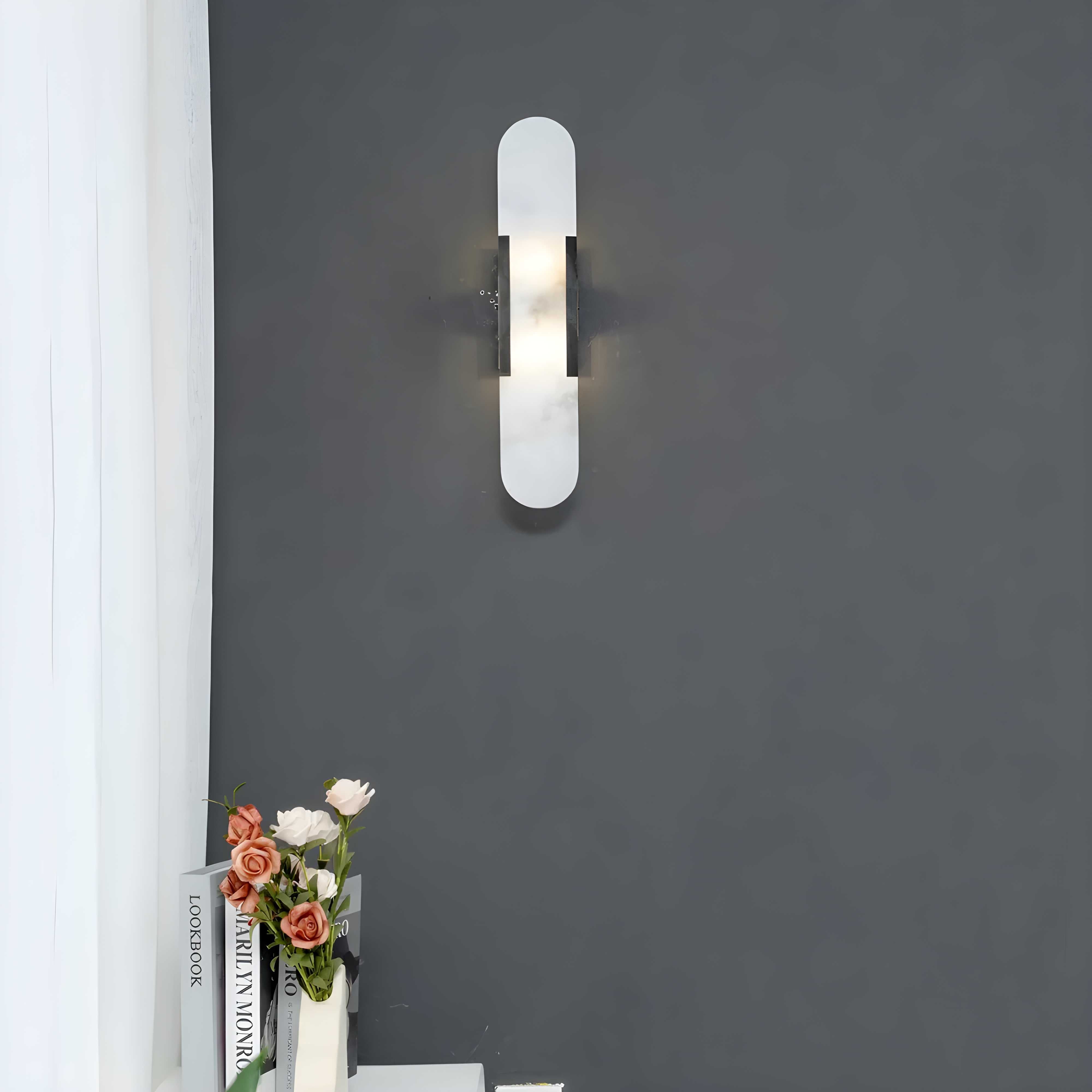 Marble Wall Sconce with Iron Frame LED Light