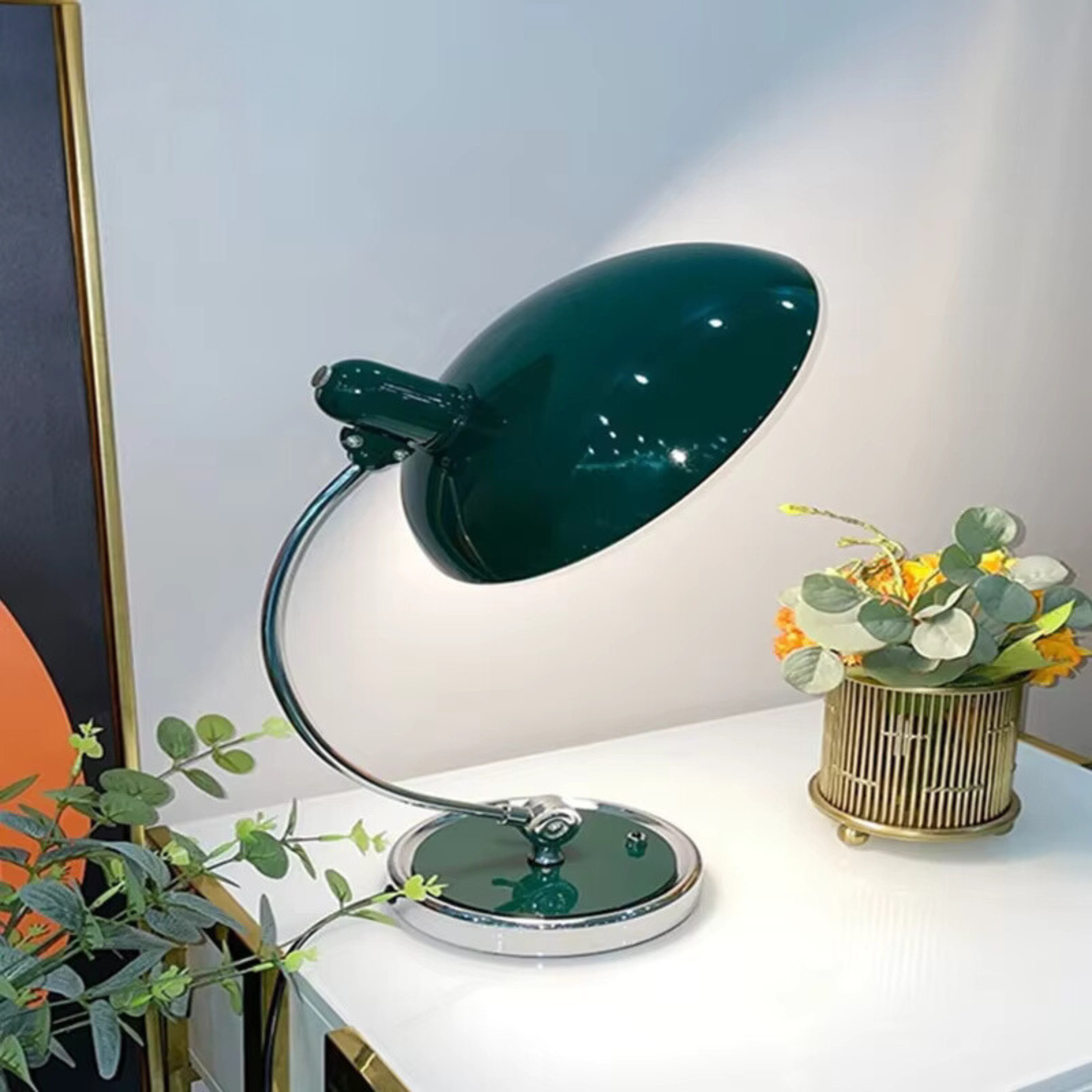 Metal Dome Table Lamp with Button Switch Design