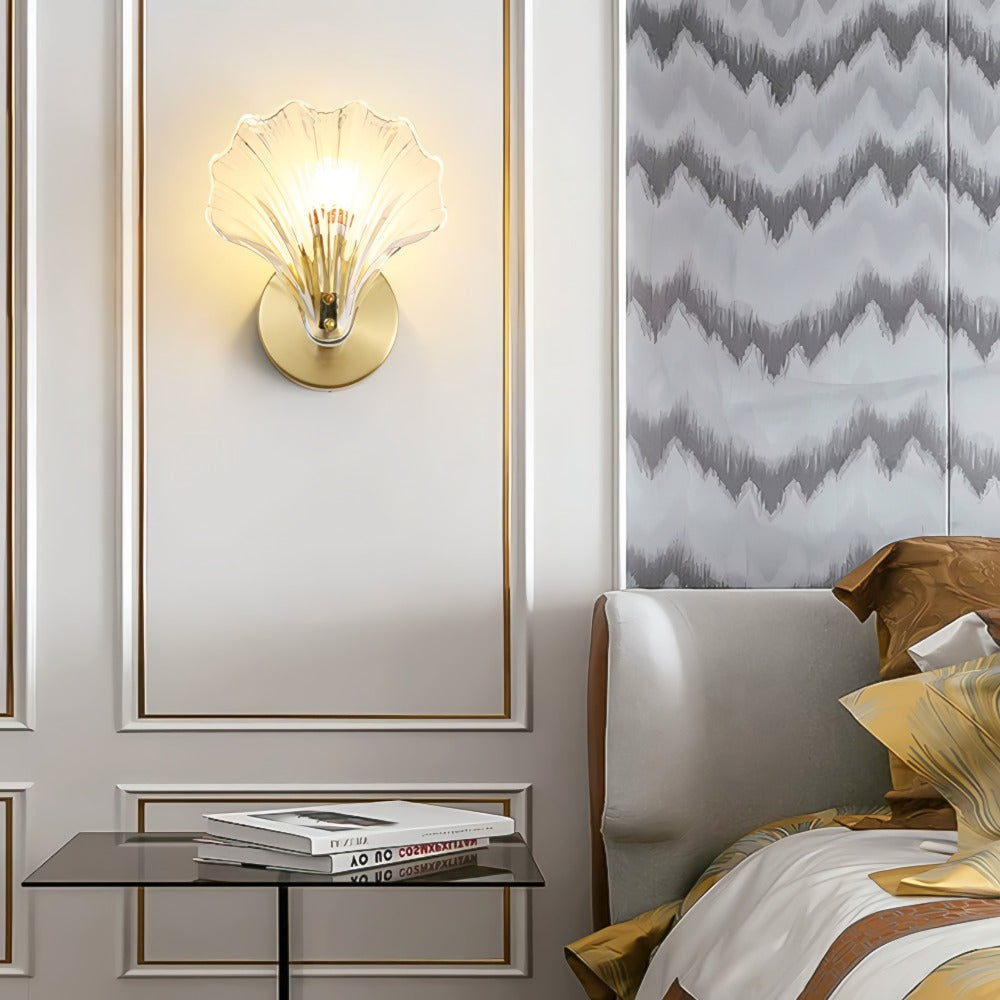 Metal Glass Wall Sconce with Seashell Shade