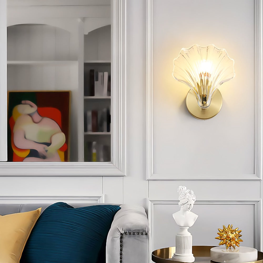 Metal Glass Wall Sconce with Seashell Shade