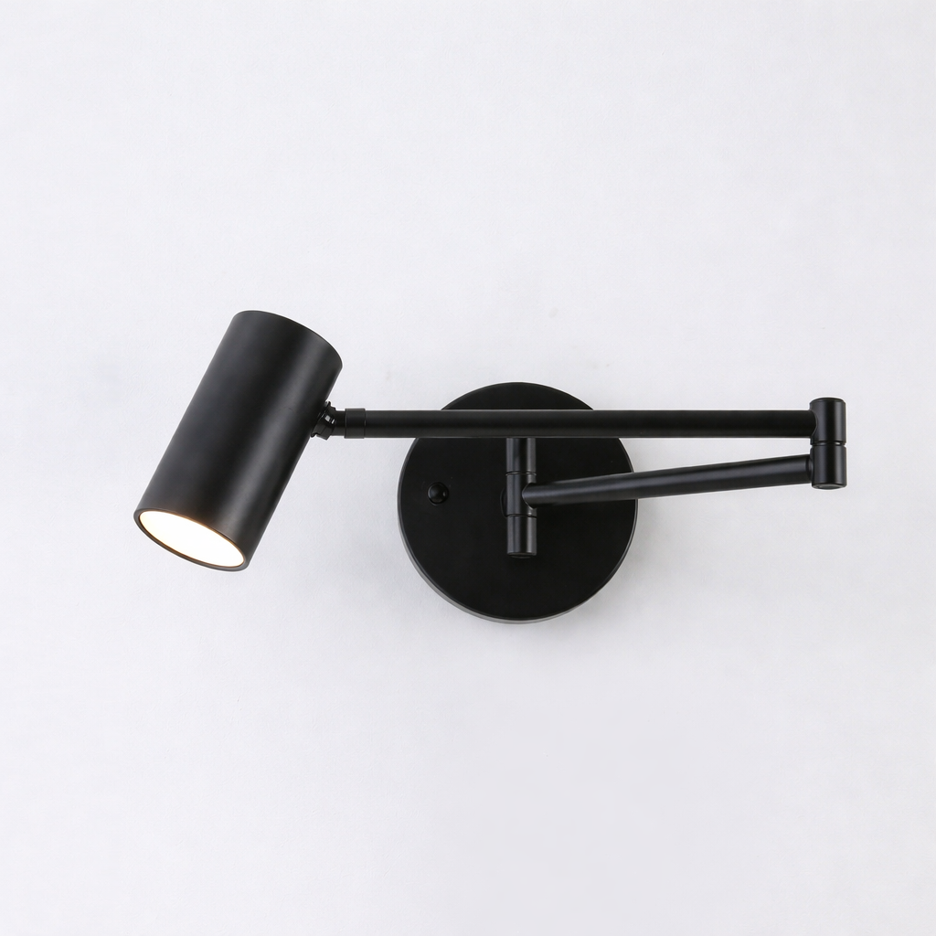 Metal Swing Arm Wall Sconce with Adjustable Head