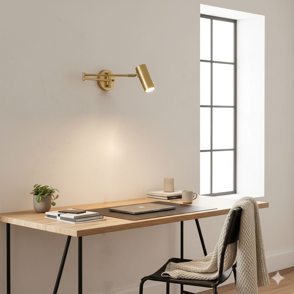 Metal Swing Arm Wall Sconce with Adjustable Head