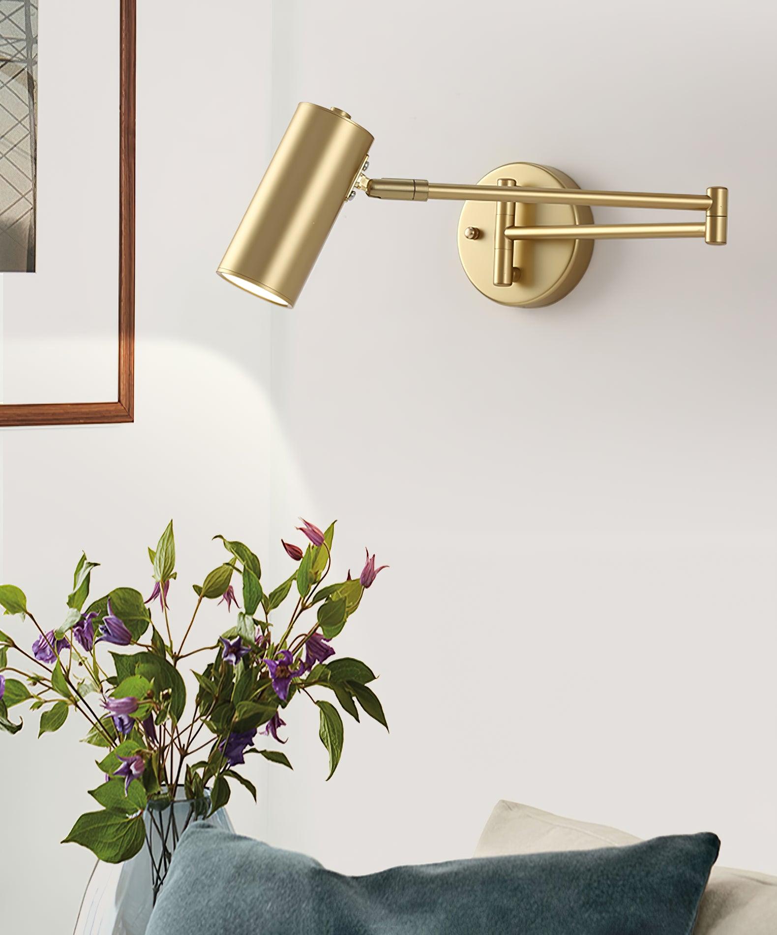 Metal Swing Arm Wall Sconce with Adjustable Head