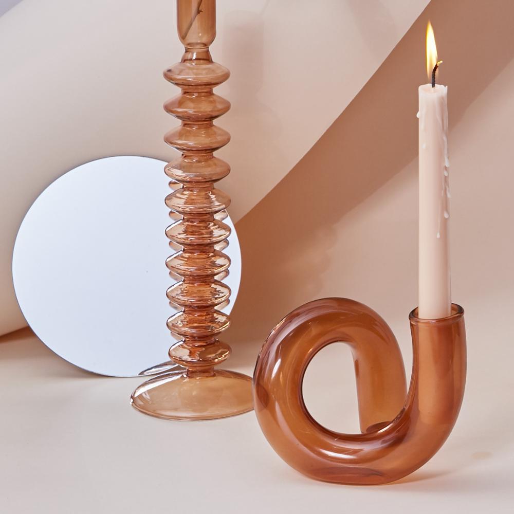 Modern Glass Candle Holder with Loop Design