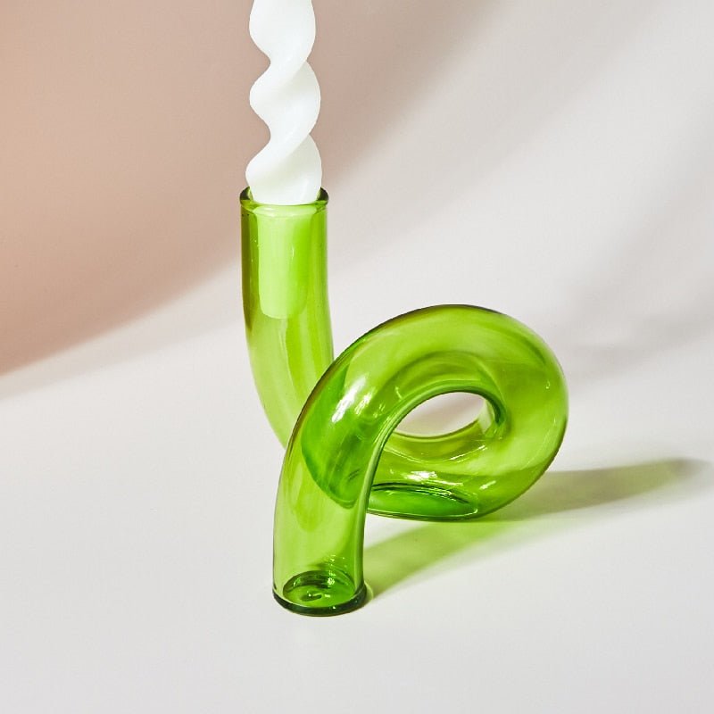 Modern Glass Candle Holder with Loop Design