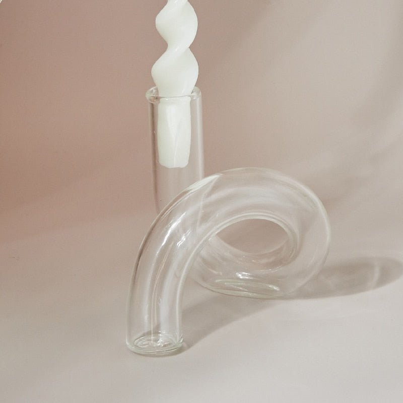 Modern Glass Candle Holder with Loop Design