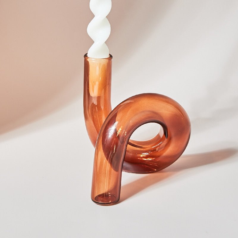 Modern Glass Candle Holder with Loop Design