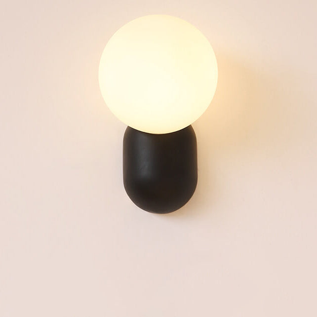 Modern Glass Globe Wall Light with Resin Base