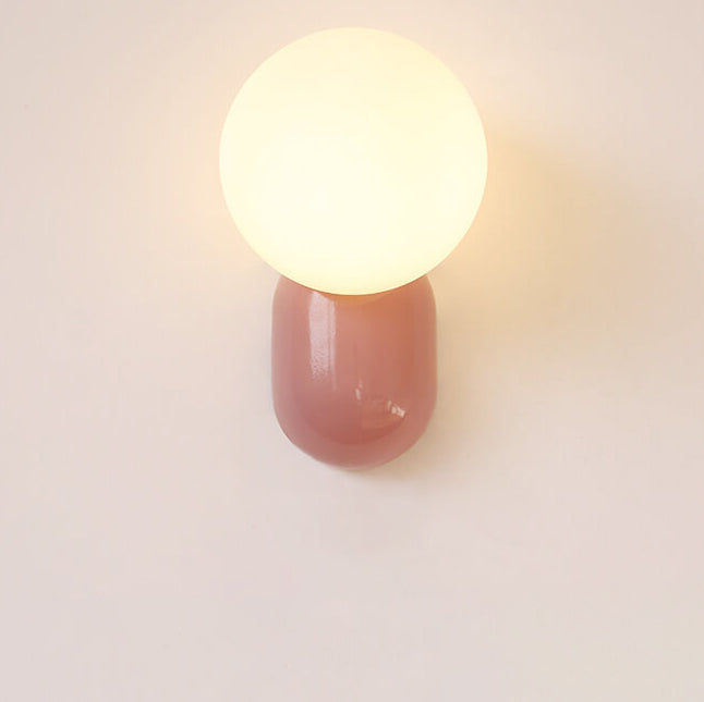 Modern Glass Globe Wall Light with Resin Base