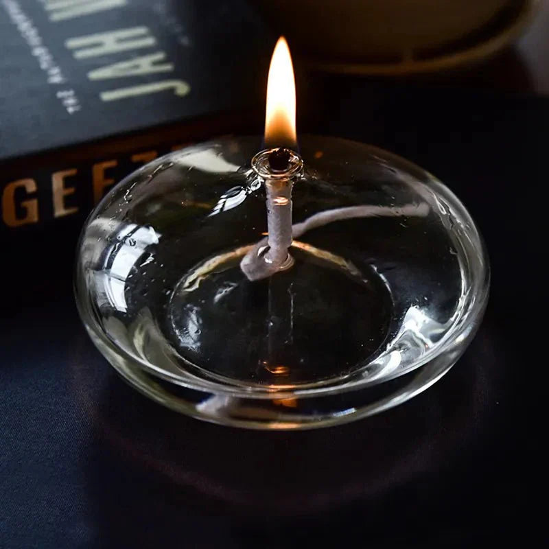 Modern Glass Holder with Oil Wick Design