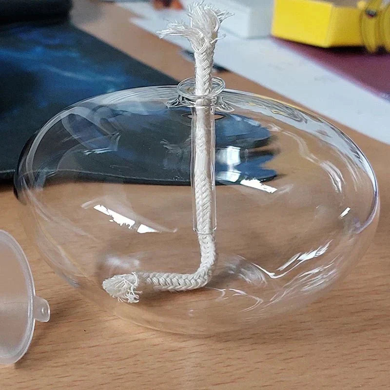 Modern Glass Holder with Oil Wick Design