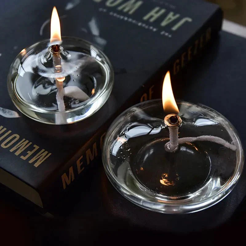 Modern Glass Holder with Oil Wick Design