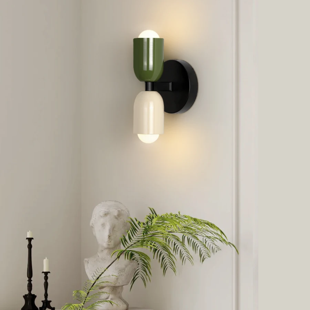 Modern Glass Wall Sconce with Double Cylinder