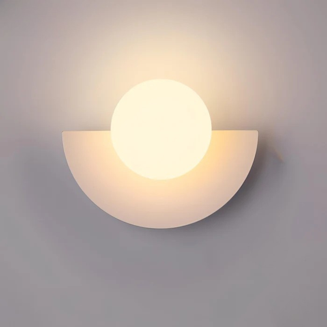 Modern Glass Wall Sconce with Half Moon Base
