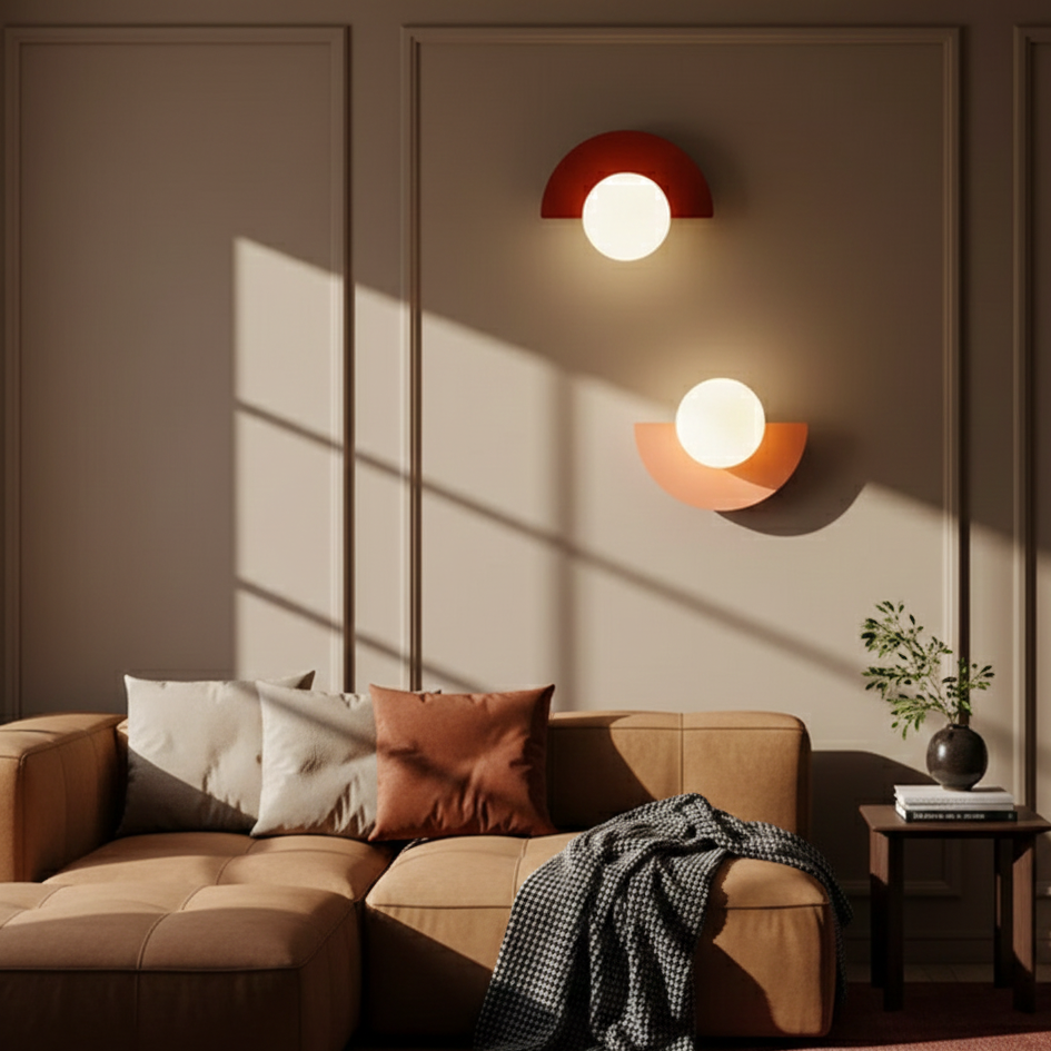Modern Glass Wall Sconce with Half Moon Base