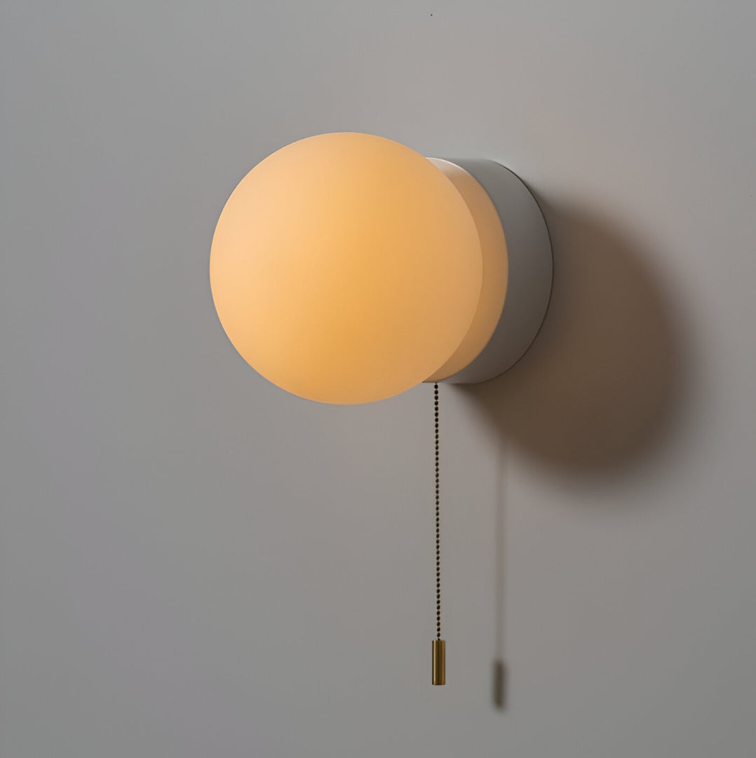 Modern Glass Wall Sconce with Pull Chain Light