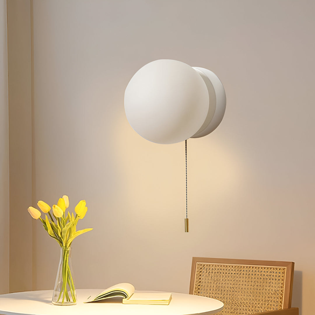 Modern Glass Wall Sconce with Pull Chain Light