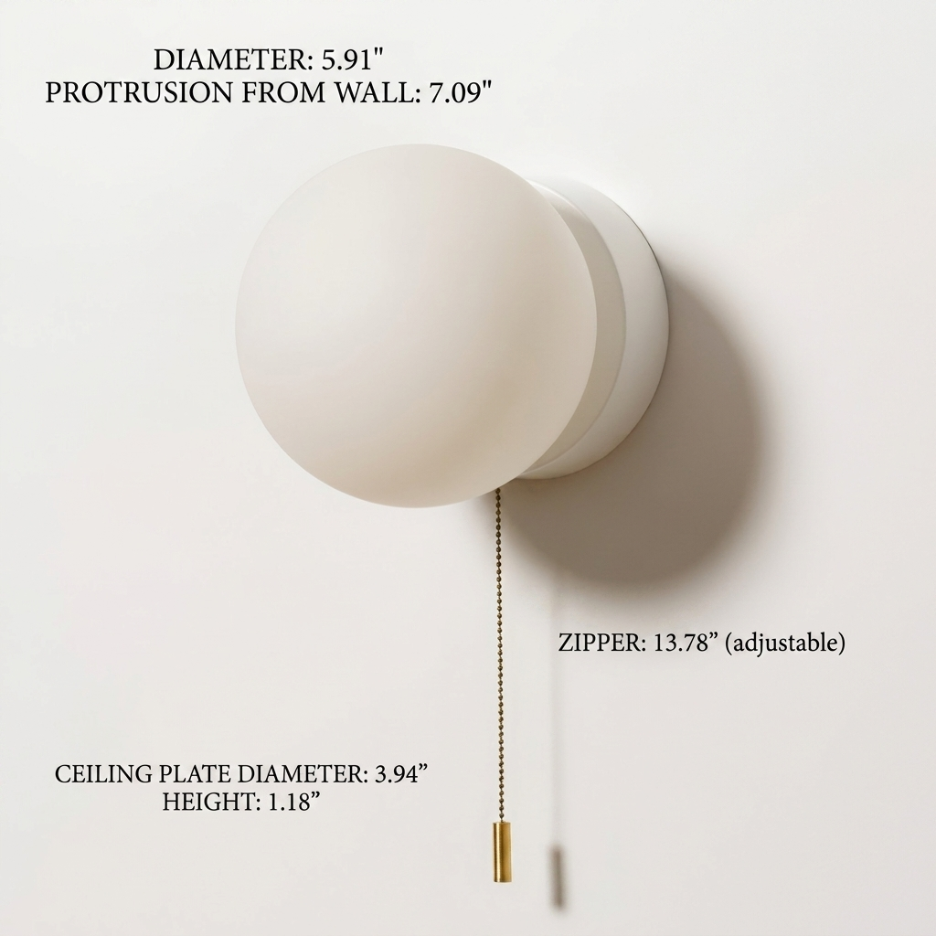 Modern Glass Wall Sconce with Pull Chain Light