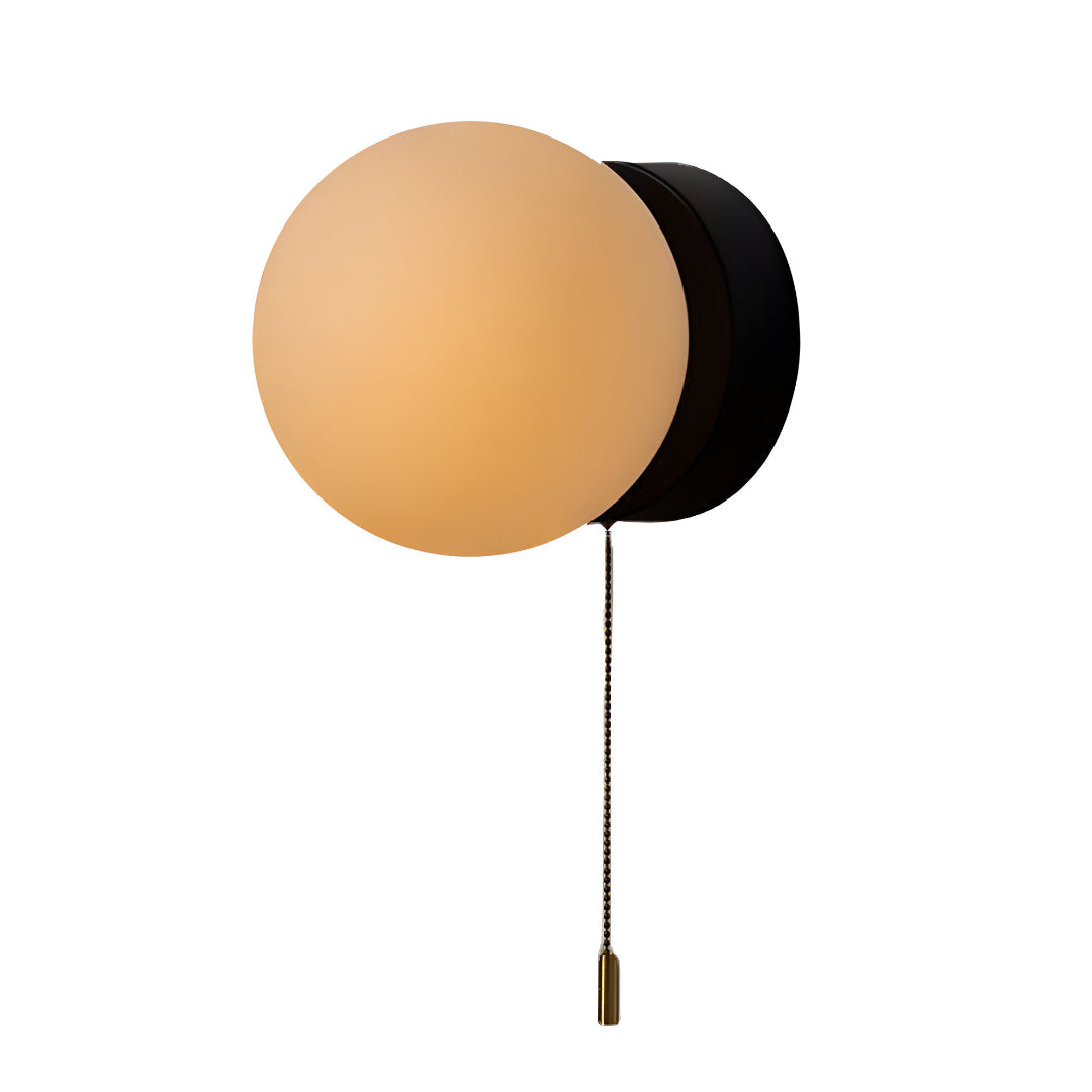 Modern Glass Wall Sconce with Pull Chain Light