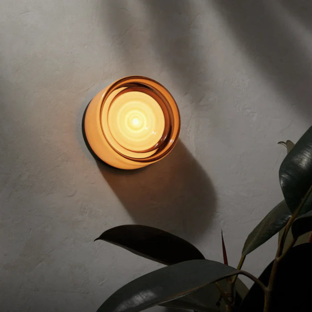 Modern Glass Wall Sconce with Round Halo Design