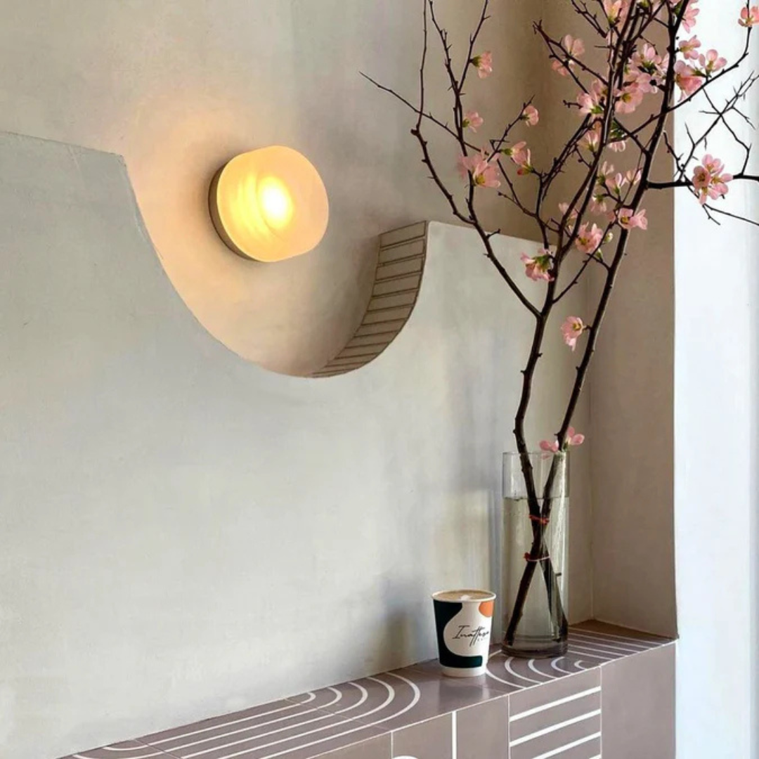 Modern Glass Wall Sconce with Round Halo Design