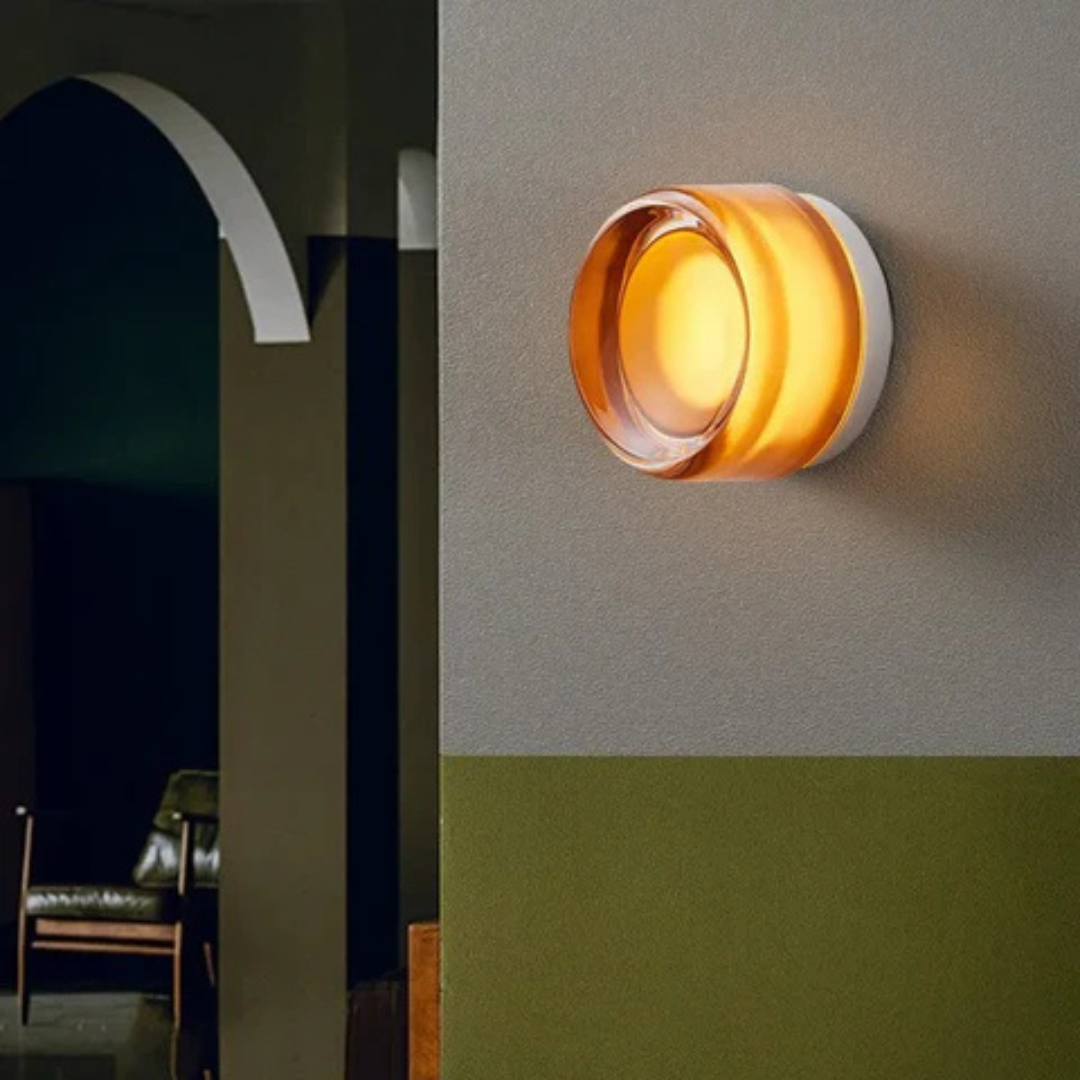 Modern Glass Wall Sconce with Round Halo Design