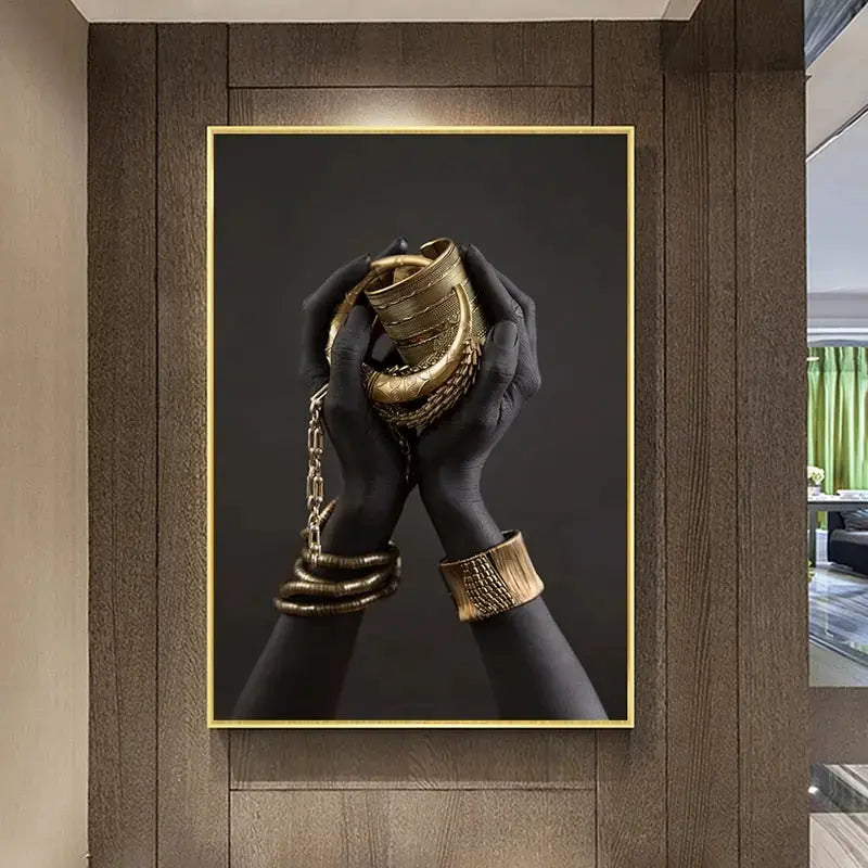 Modern Golden Portrait Canvas Wall Art Print