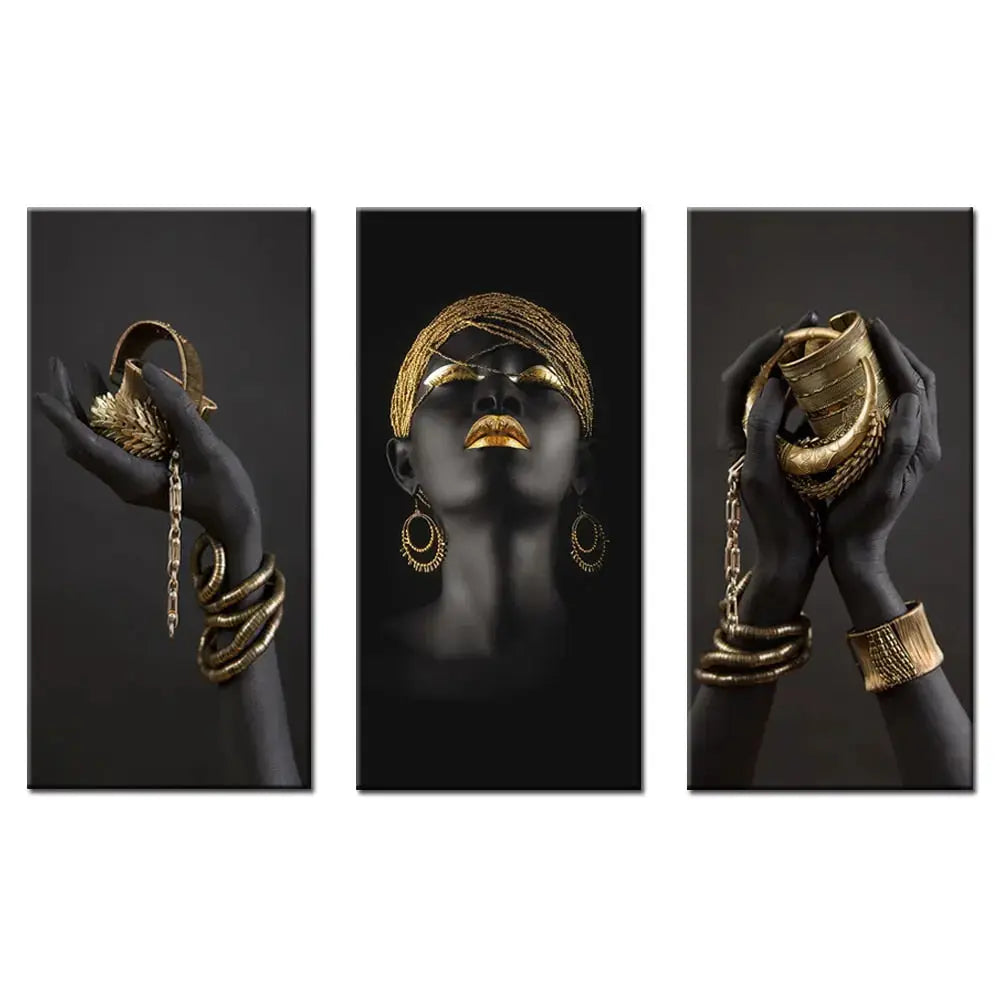 Modern Golden Portrait Canvas Wall Art Print