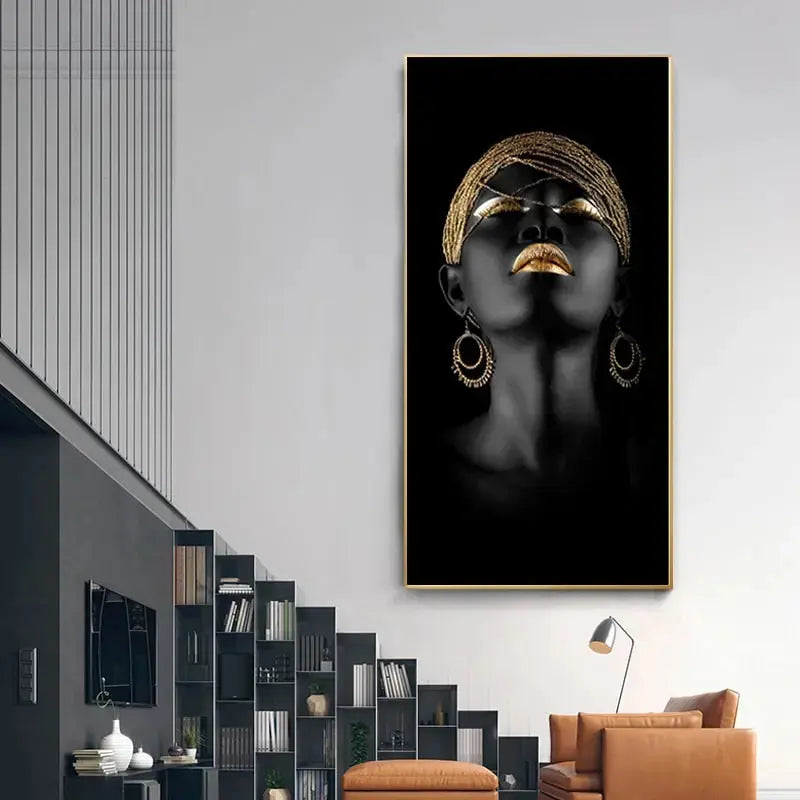 Modern Golden Portrait Canvas Wall Art Print