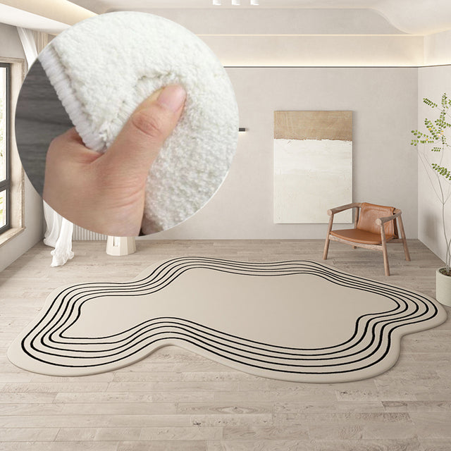 Modern Irregular Rug with Minimal Lines