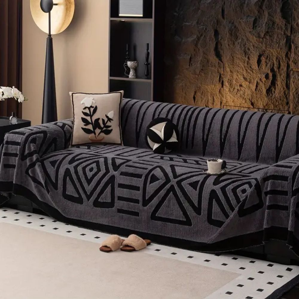 Modern Maze Sofa Cover with Jacquard Pattern