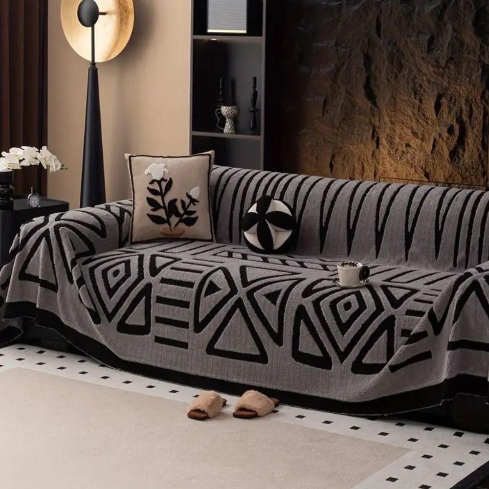 Modern Maze Sofa Cover with Jacquard Pattern