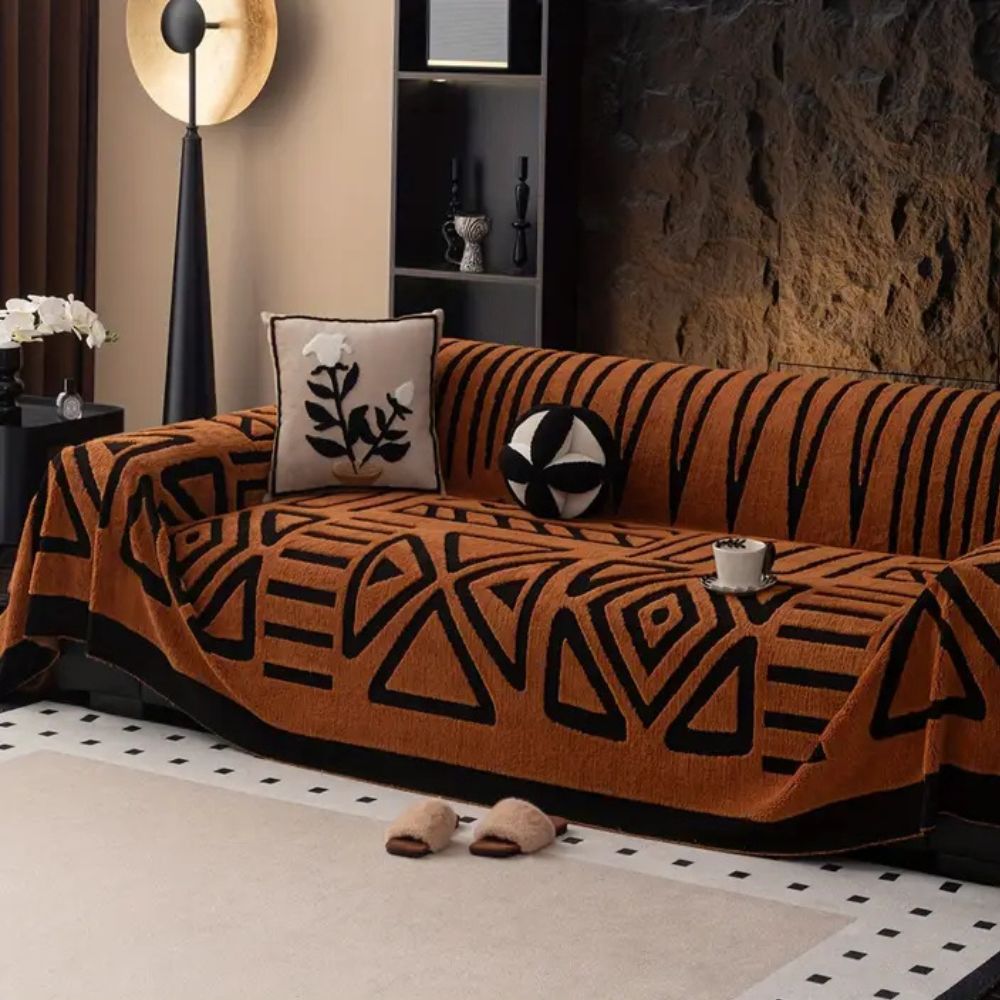 Modern Maze Sofa Cover with Jacquard Pattern
