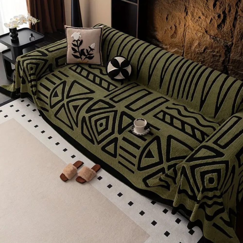 Modern Maze Sofa Cover with Jacquard Pattern