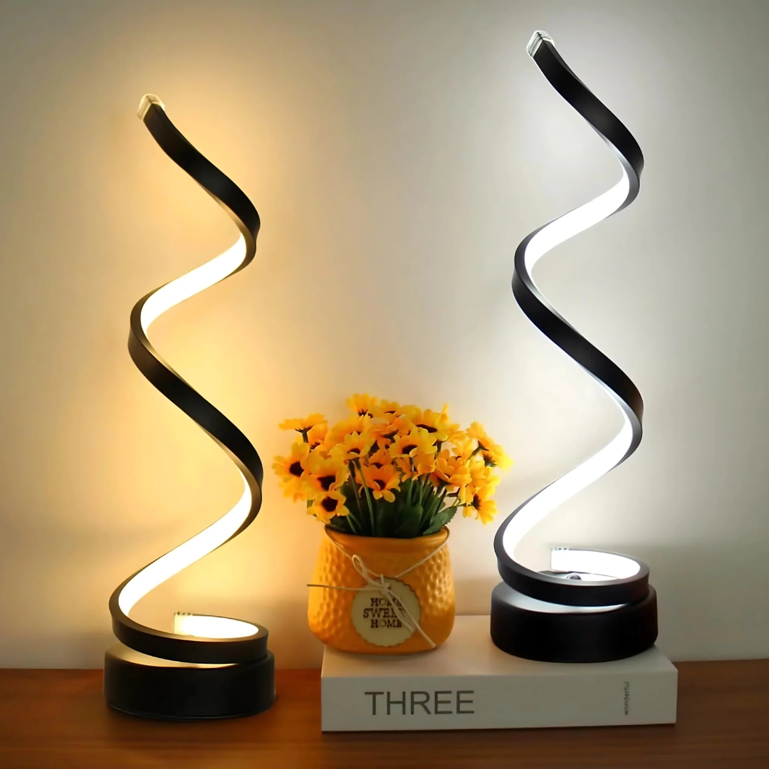 Modern Metal Spiral Table Lamp with LED Light