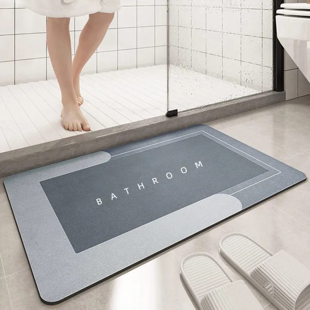 Modern Non Slip Bath Mat with Text Design