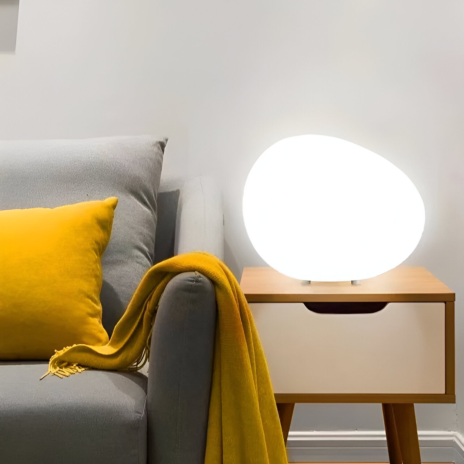 Modern Stone Shape Table Lamp with Soft Glow