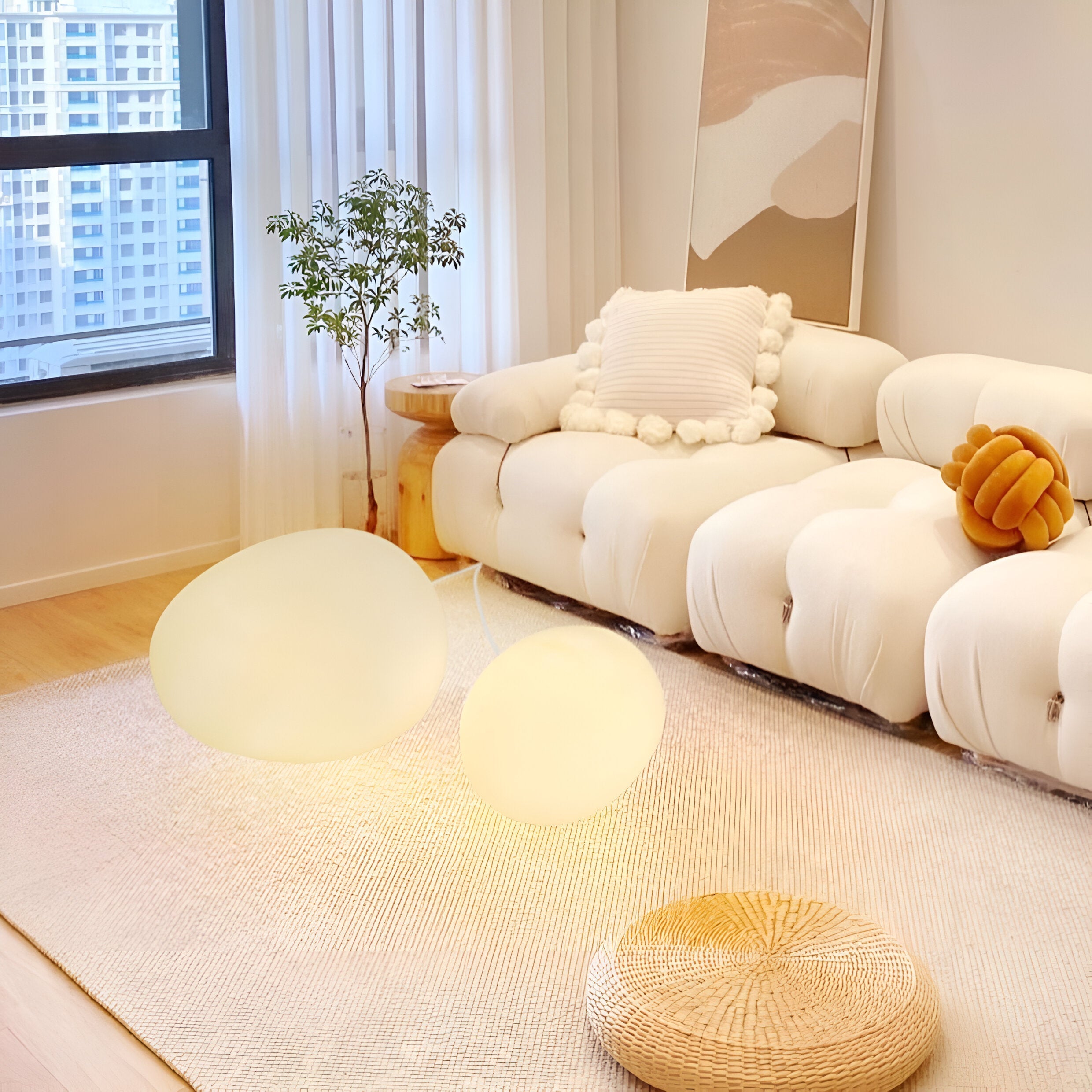 Modern Stone Shape Table Lamp with Soft Glow