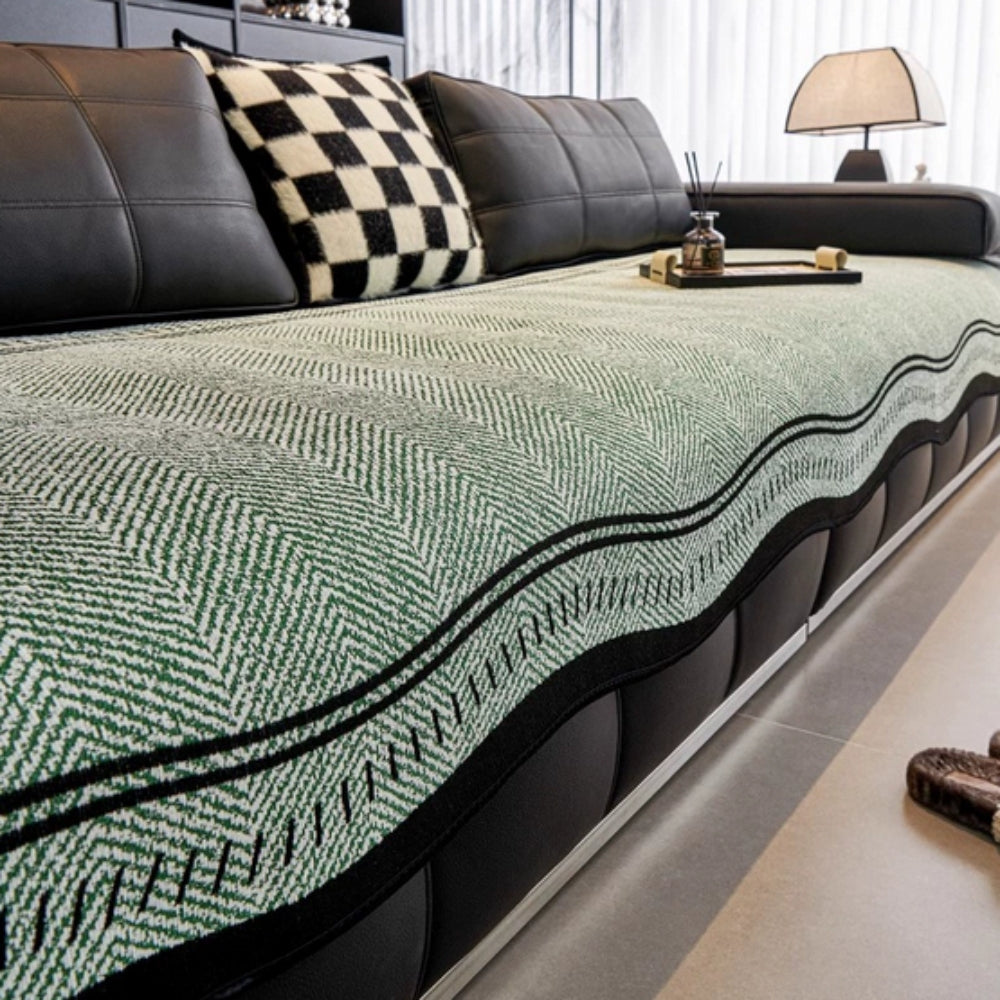 Modern Wave Sofa Cover with Wavy Border