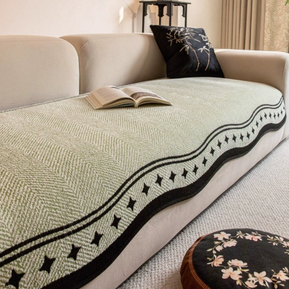 Modern Wave Sofa Cover with Wavy Border