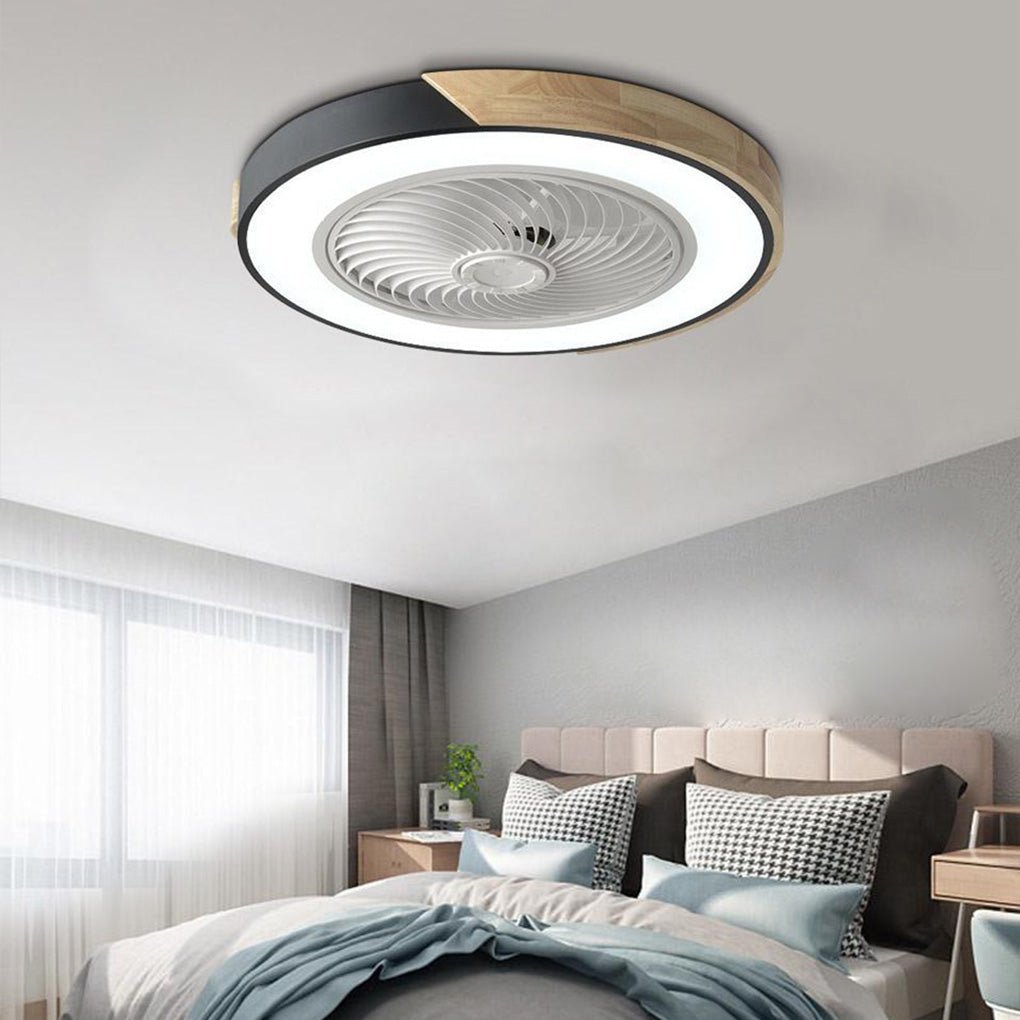 Modern Wood Ceiling Light with Fan and LED