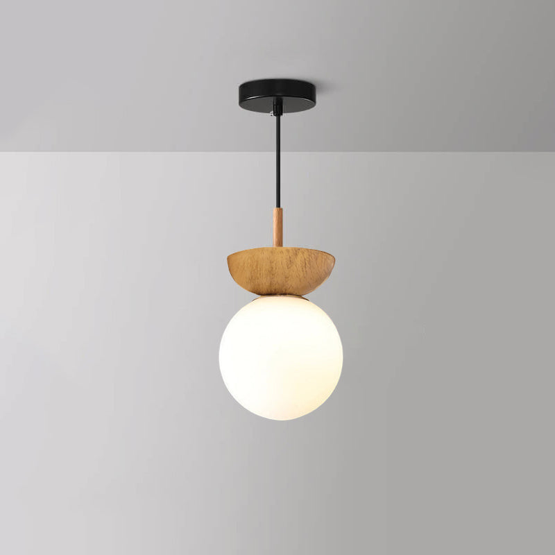 Modern Wood Ceiling Light with Glass Globe