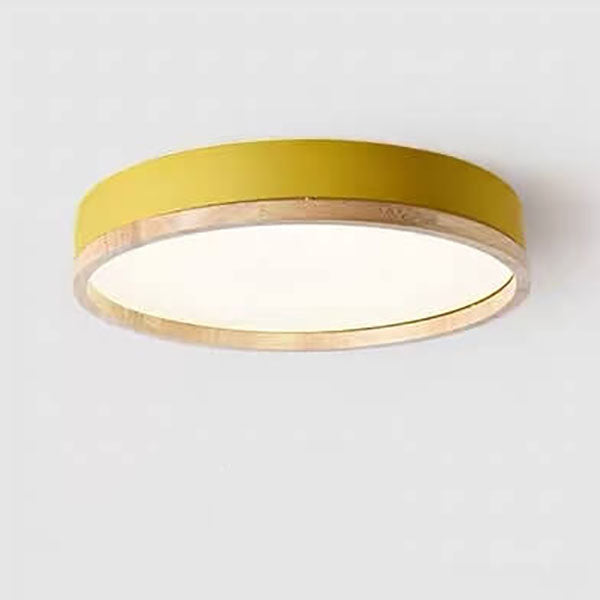 Modern Wood Trim Ceiling Light with LED Flush