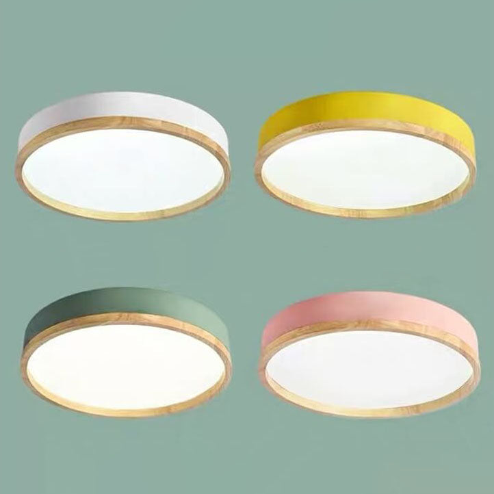 Modern Wood Trim Ceiling Light with LED Flush