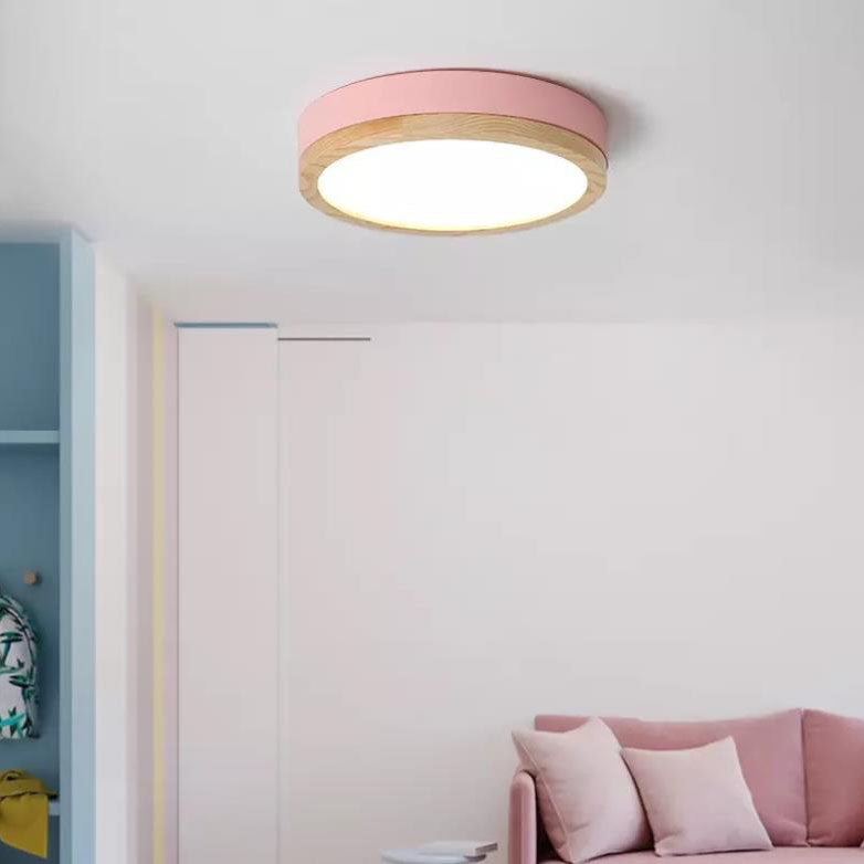 Modern Wood Trim Ceiling Light with LED Flush