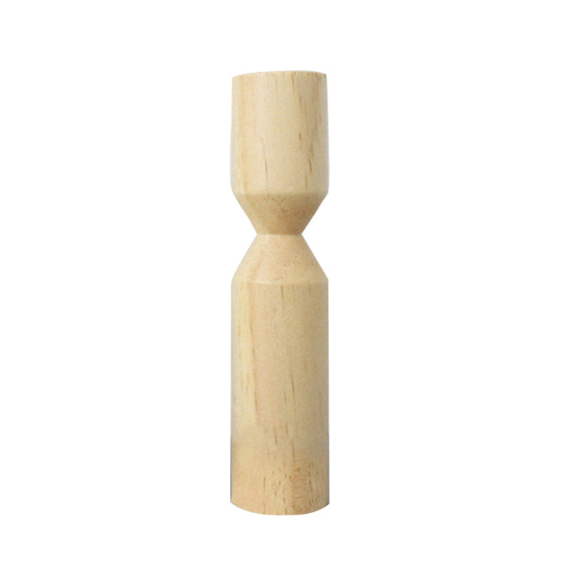 Modern Wooden Candle Holder with Rib Design