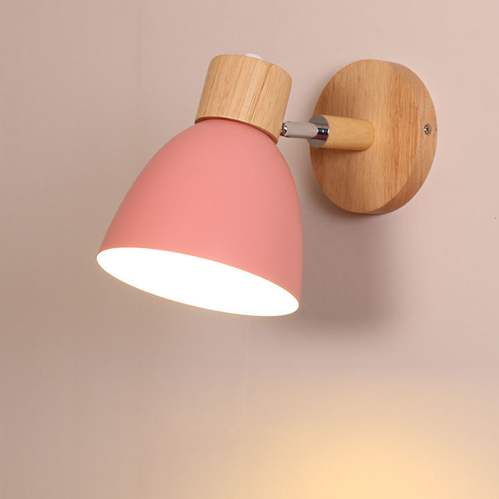Modern Wooden Wall Sconce with Cone Shade Light