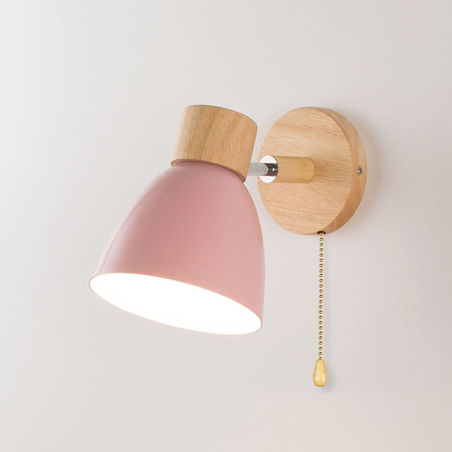 Modern Wooden Wall Sconce with Cone Shade Light