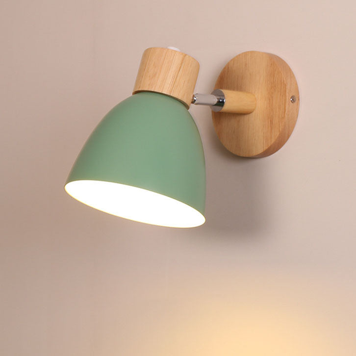 Modern Wooden Wall Sconce with Cone Shade Light